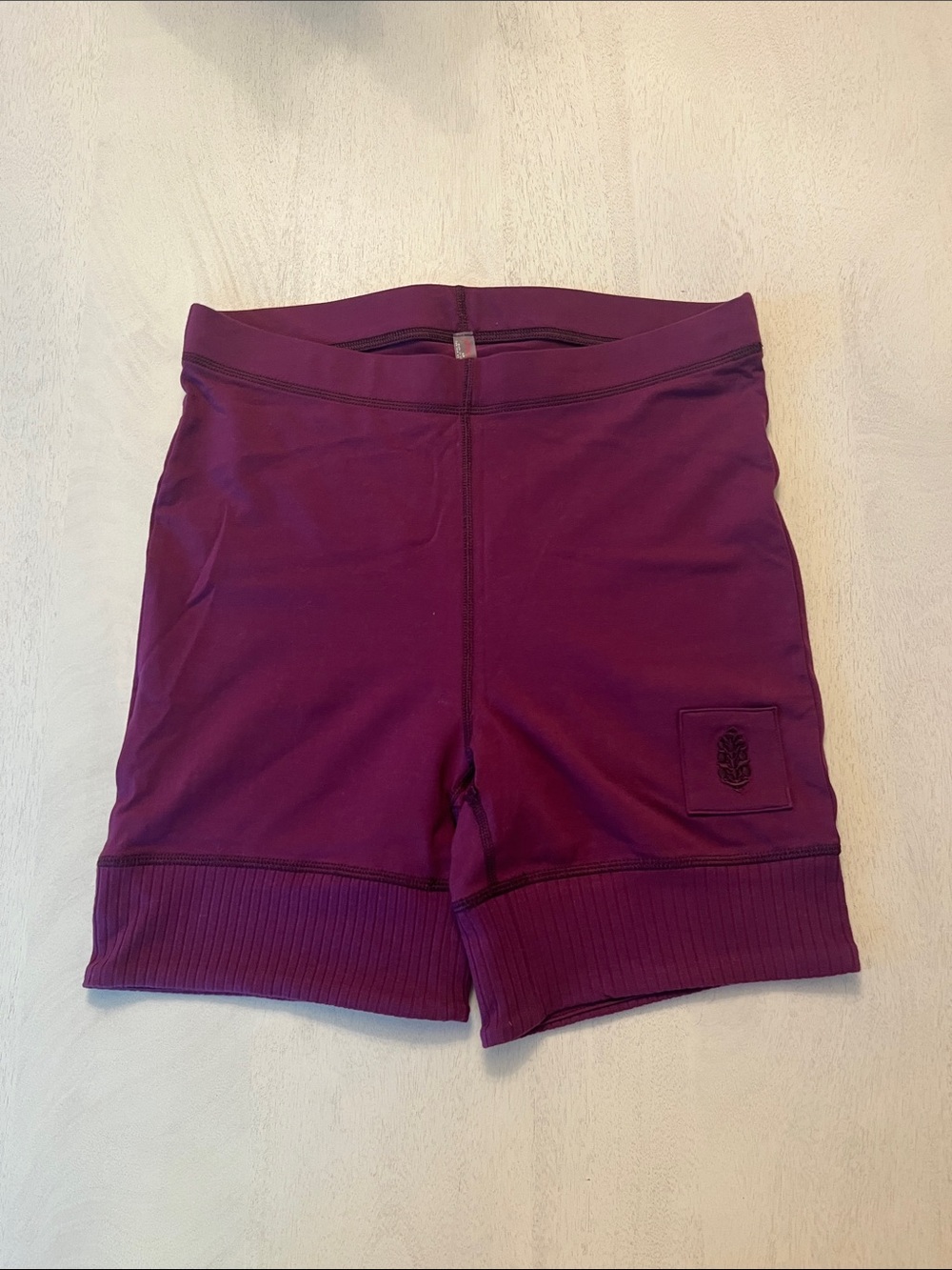 Free People Deep Plum High-Rise Bike Shorts
